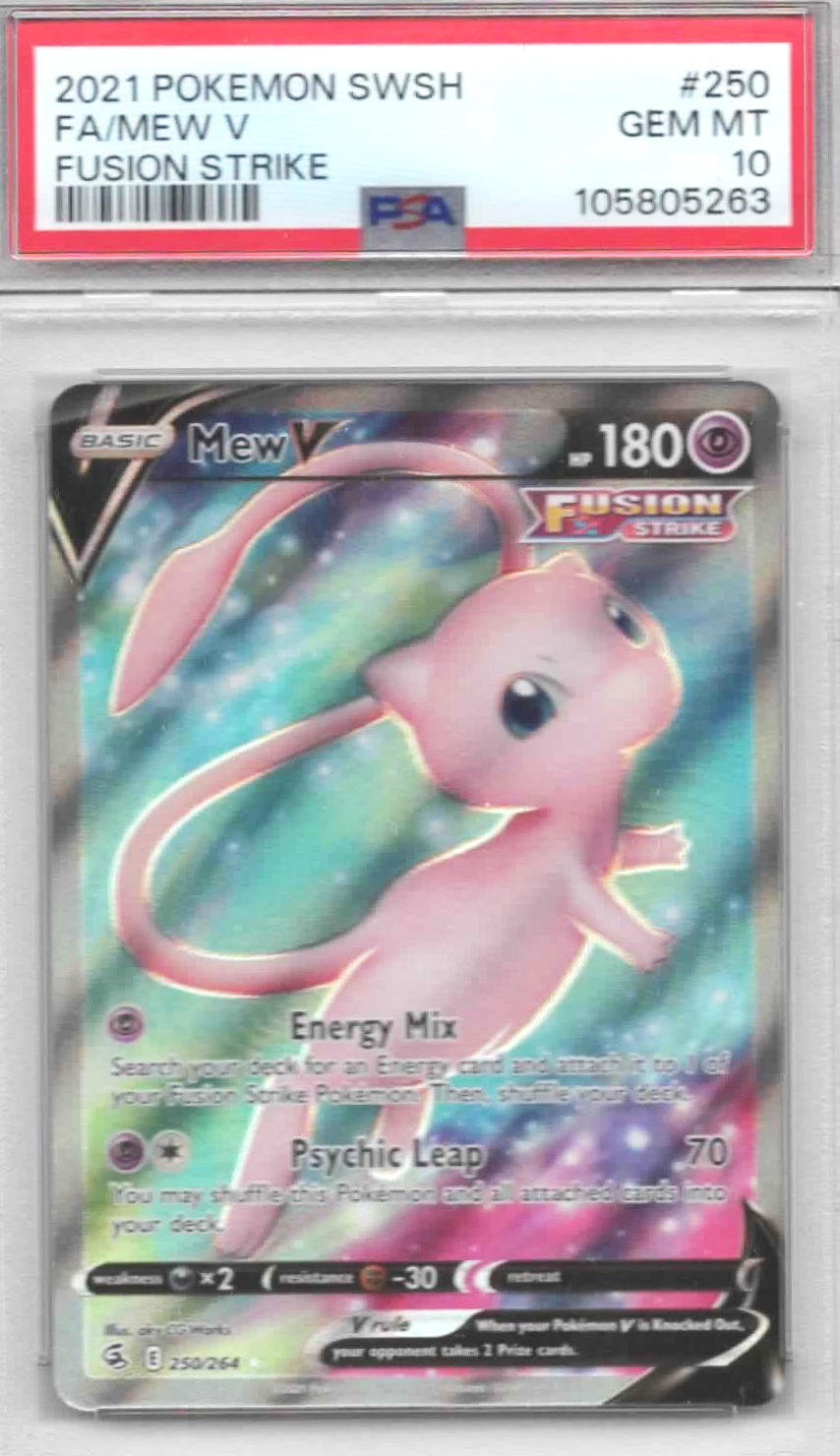 2021 Pokémon TCG Mew V #250 (Fusion Strike) – PSA 10
