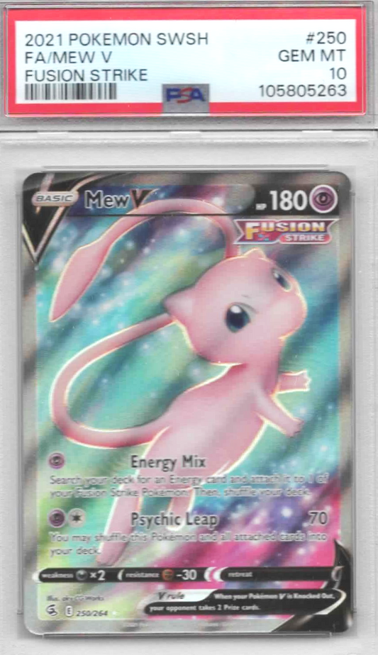 2021 Pokémon TCG Mew V #250 (Fusion Strike) – PSA 10